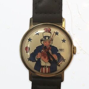 Vintage 1970s Uncle Sam VOTE Election United States Bicentennial Patriotic Watch